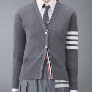 Thom Browne Milano Classic 4 Bar V-neck Cardigan